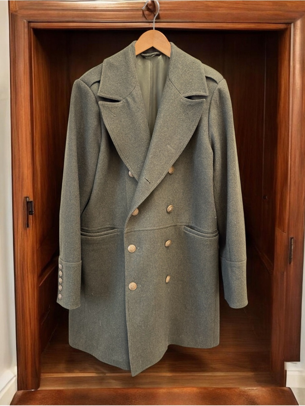 Simons LE31 Double-Breasted Pea Coat in Olive